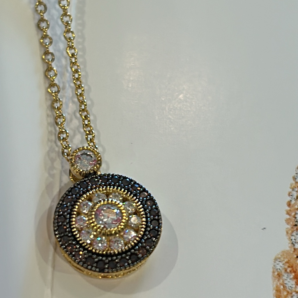 Lafonn Lassaire Clear & Chocolate Diamond Shield Necklace-Boutique-Nwt